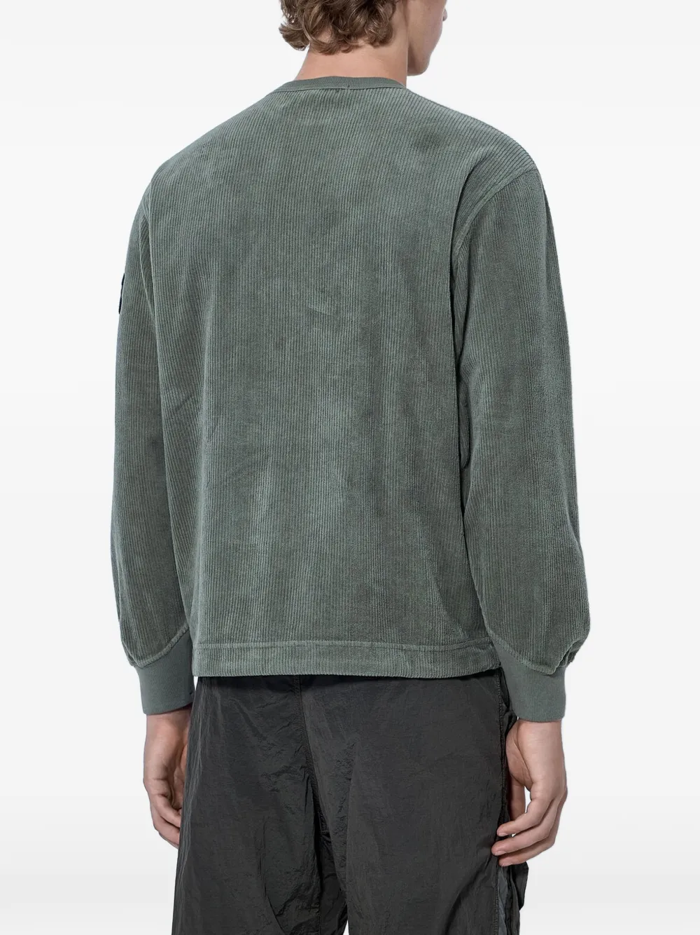 Stone Island 156100030 ribfluwelen sweater met logopatch Grijs