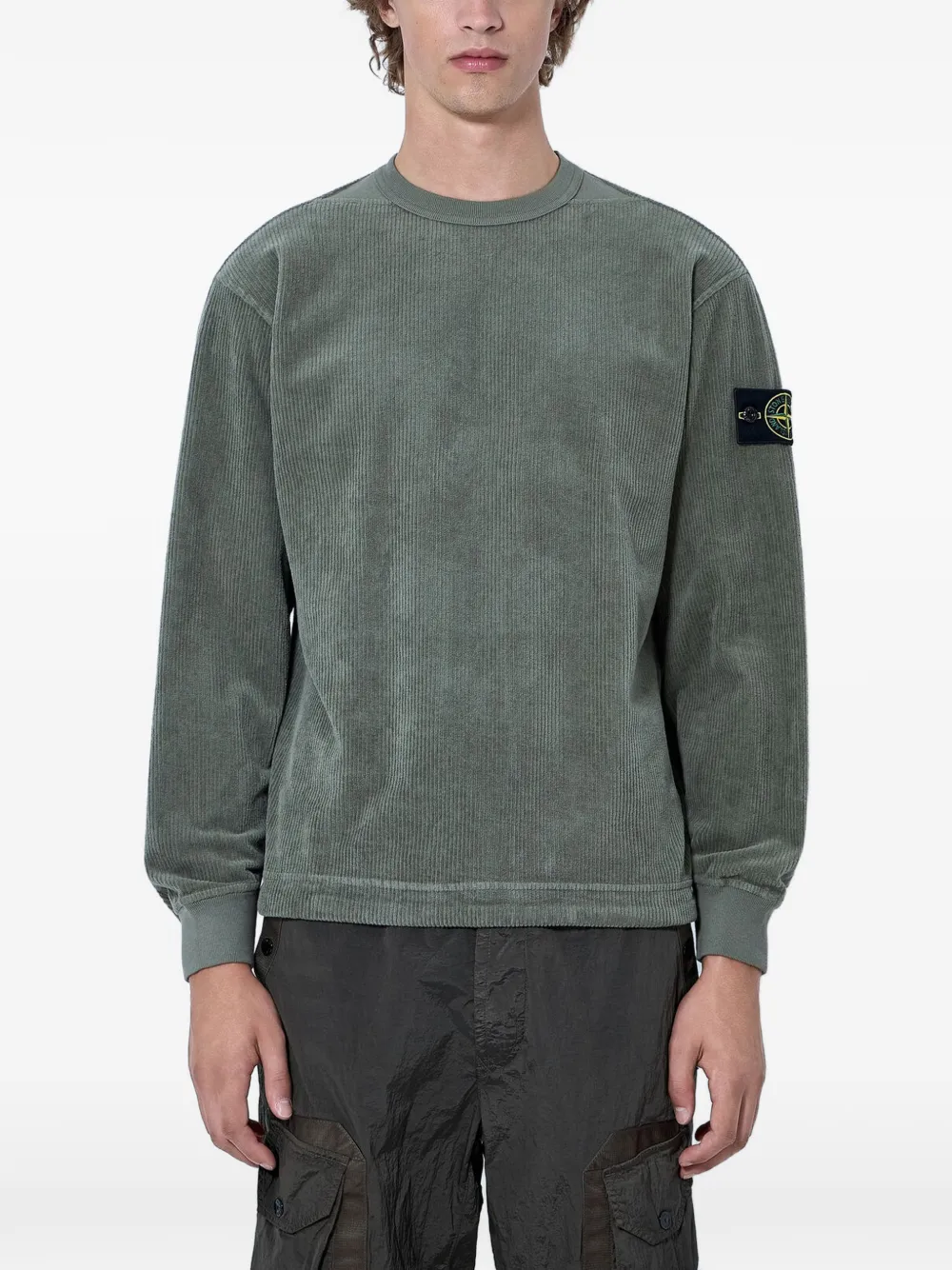 Stone Island 156100030 corduroy logo-patch sweatshirt - Grau