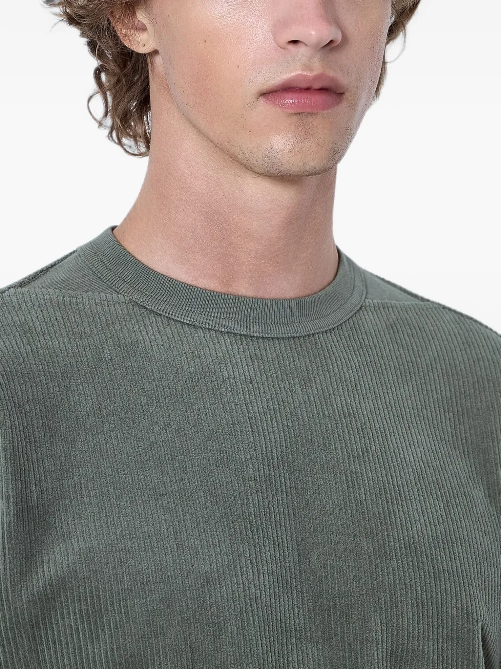 Stone Island 156100030 ribfluwelen sweater met logopatch Grijs