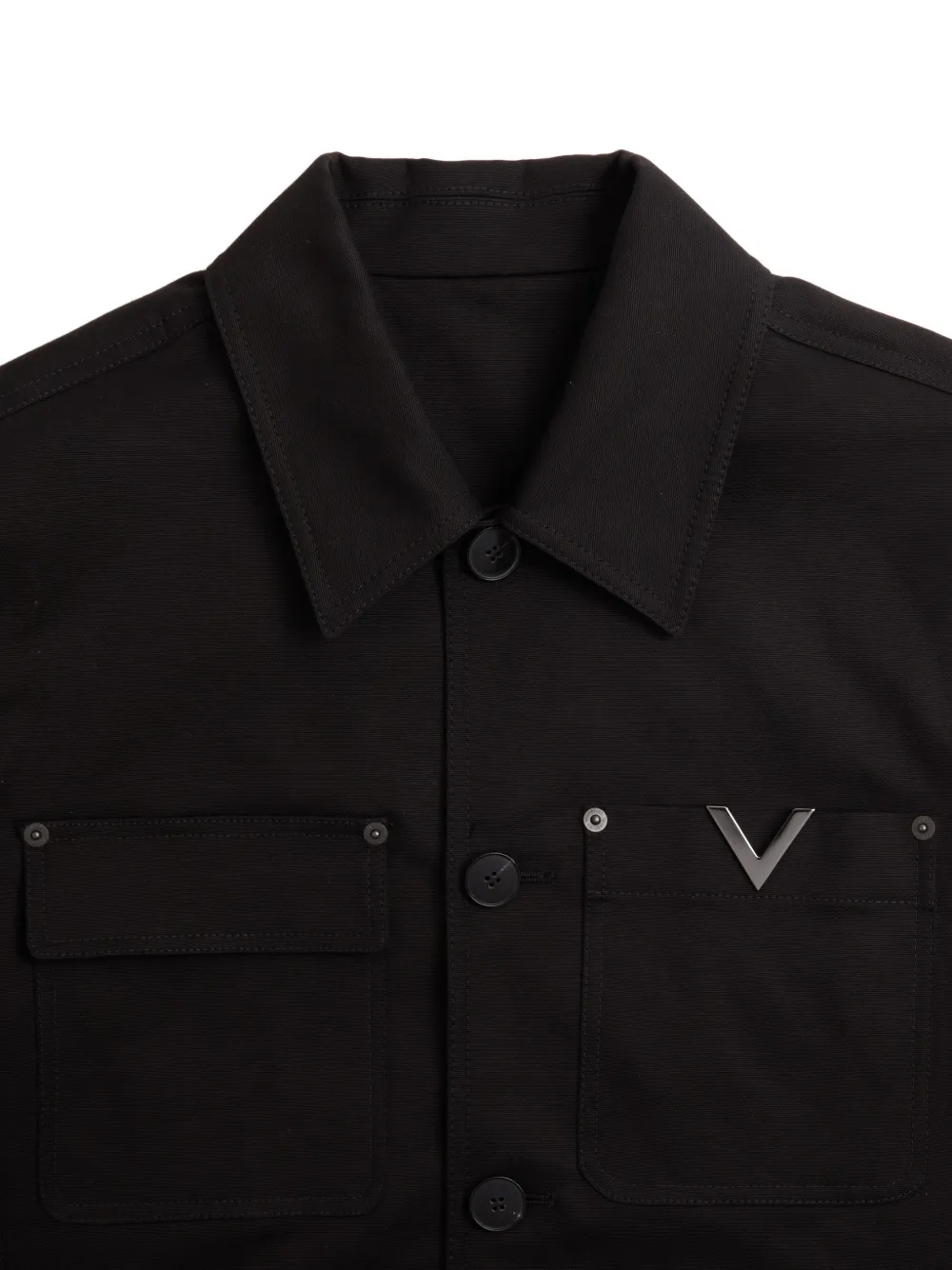 Valentino Garavani V-detail shirt jacket Zwart