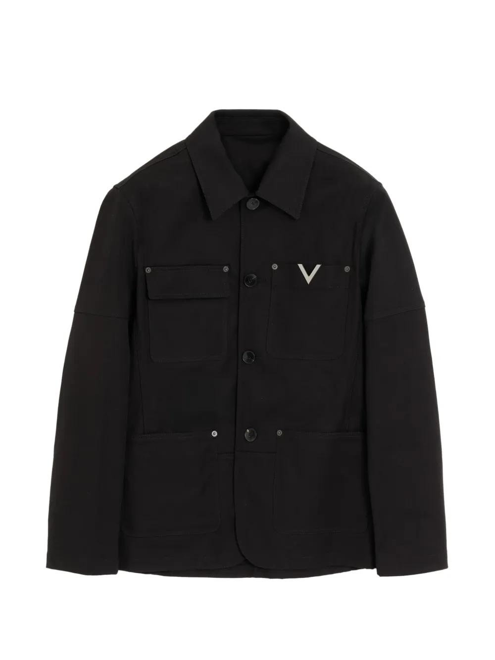 Valentino Garavani V-detail shirt jacket Zwart