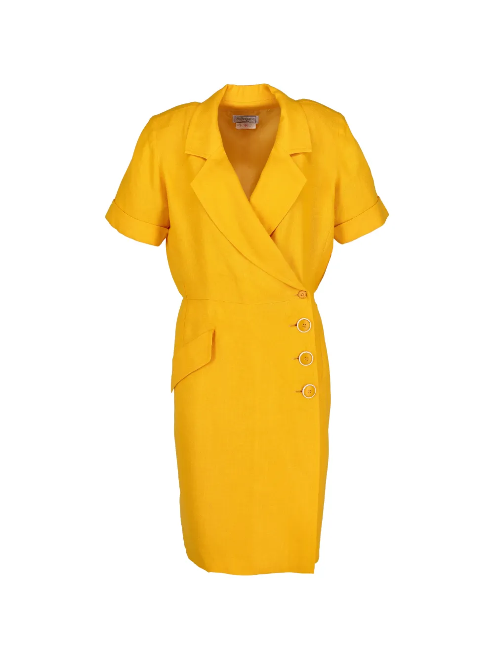 Saint Laurent Pre-Owned wrap-style button-down mini dress - Gelb
