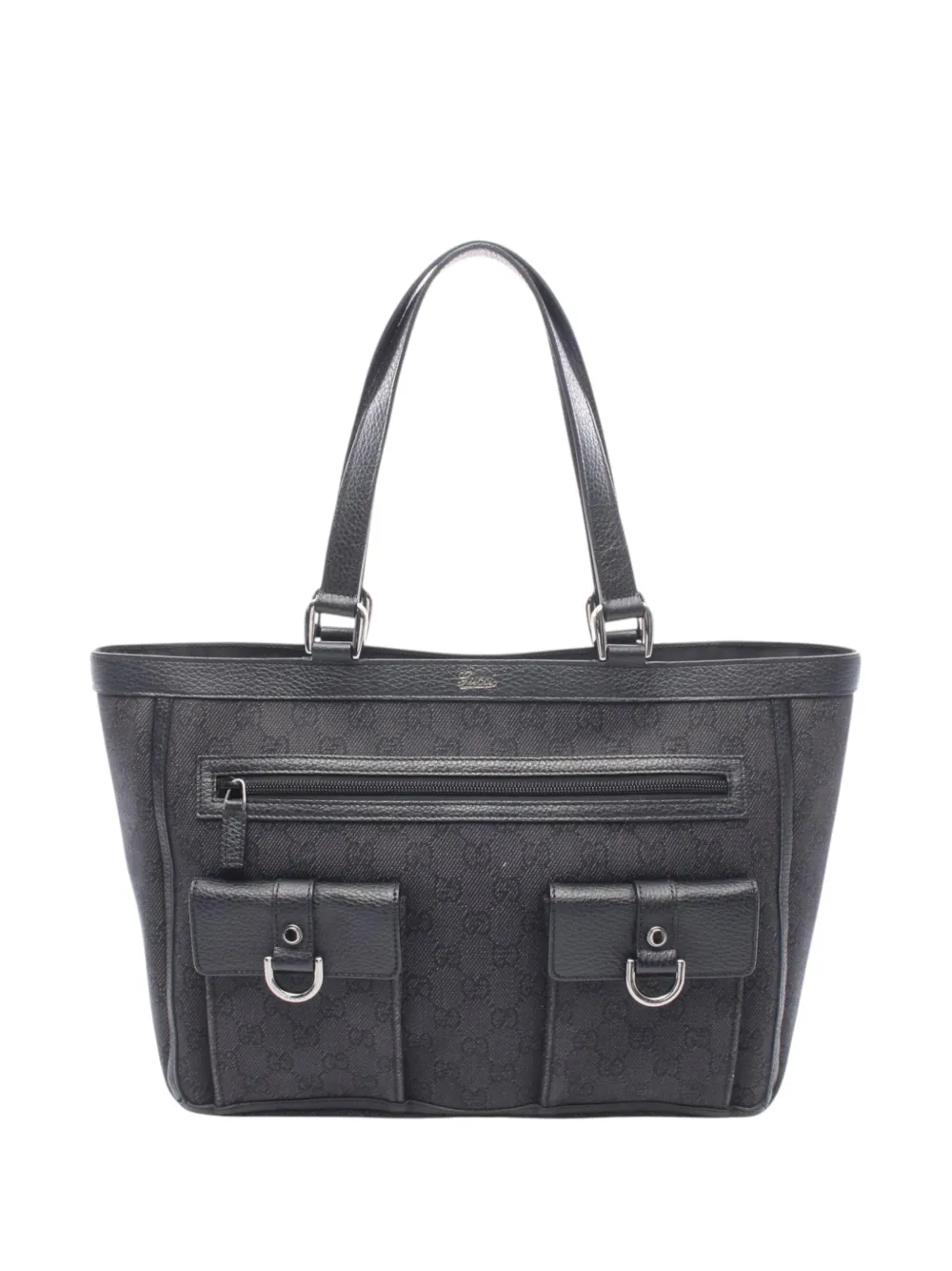 Pre-owned Gucci 2016-2026 Gg Canvas Abbey D Ring Pocket Tote Bag In Black