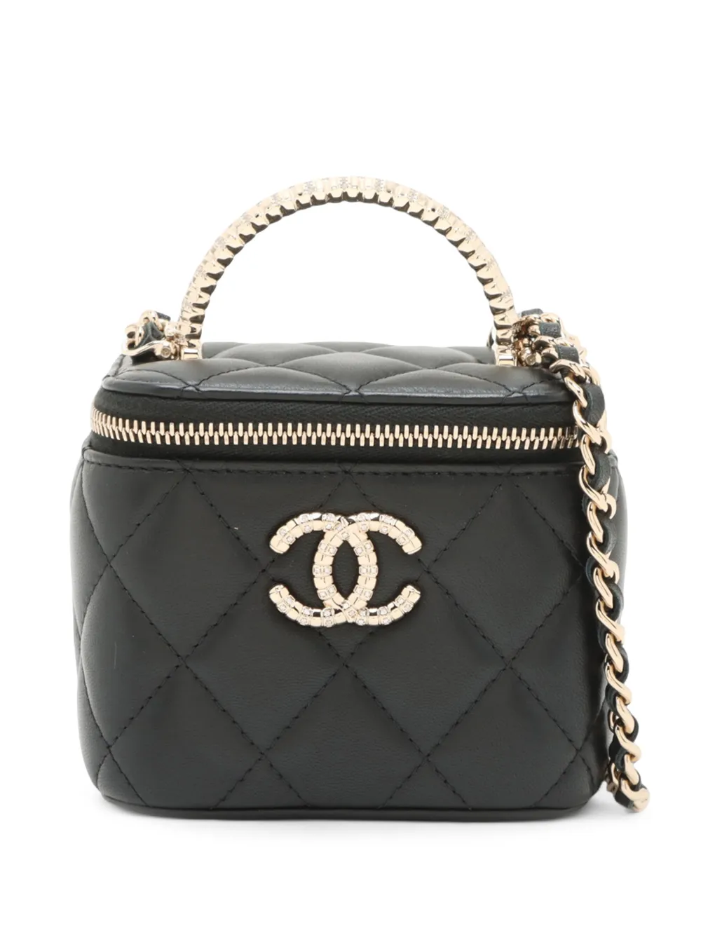 CHANEL Pre-Owned 2021-2026 CC Quilted Lambskin Top Handle Vanity Case satchel - Black