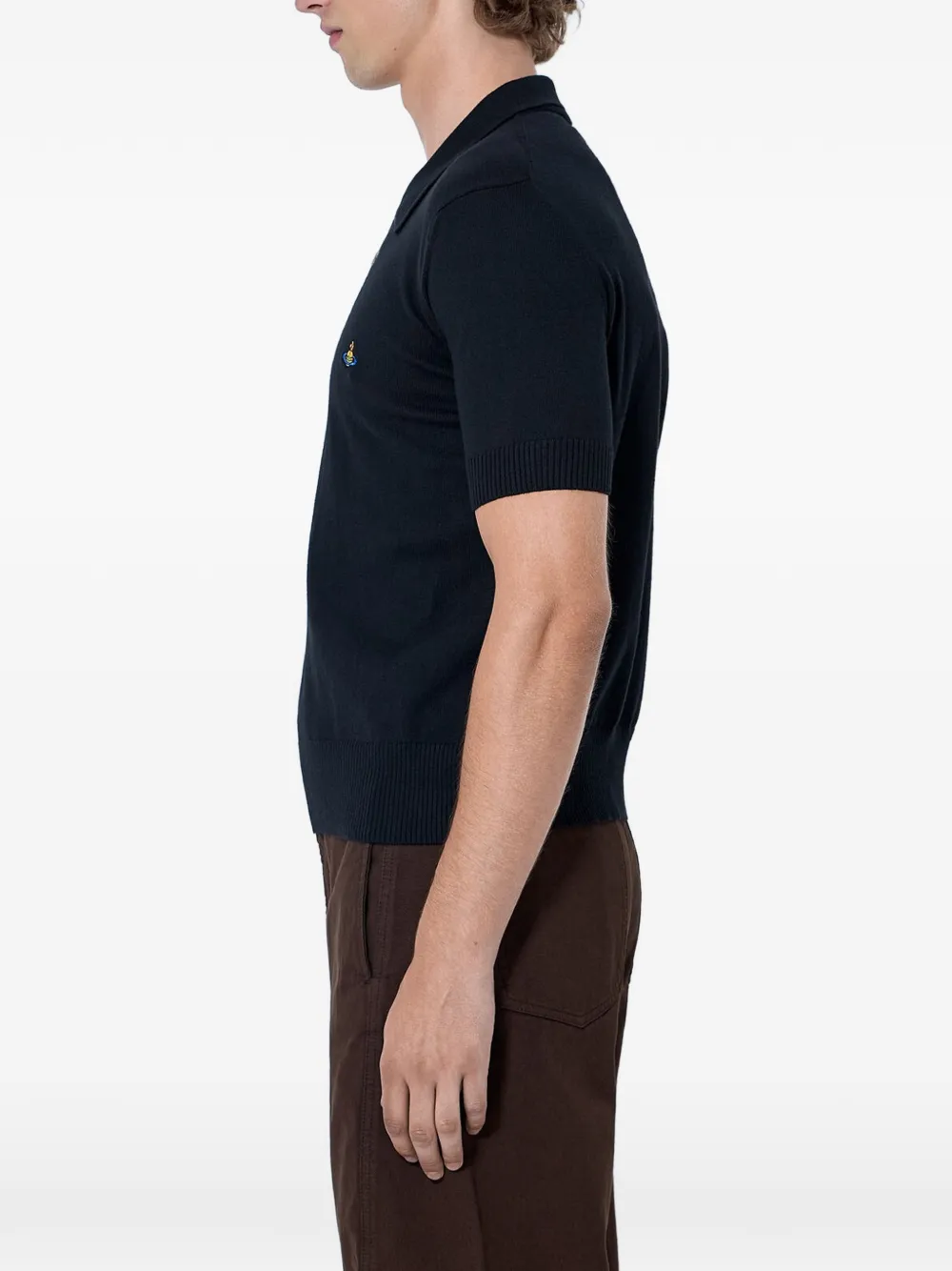 Vivienne Westwood Poloshirt met geborduurd patroon en geribbelde afwerking Zwart