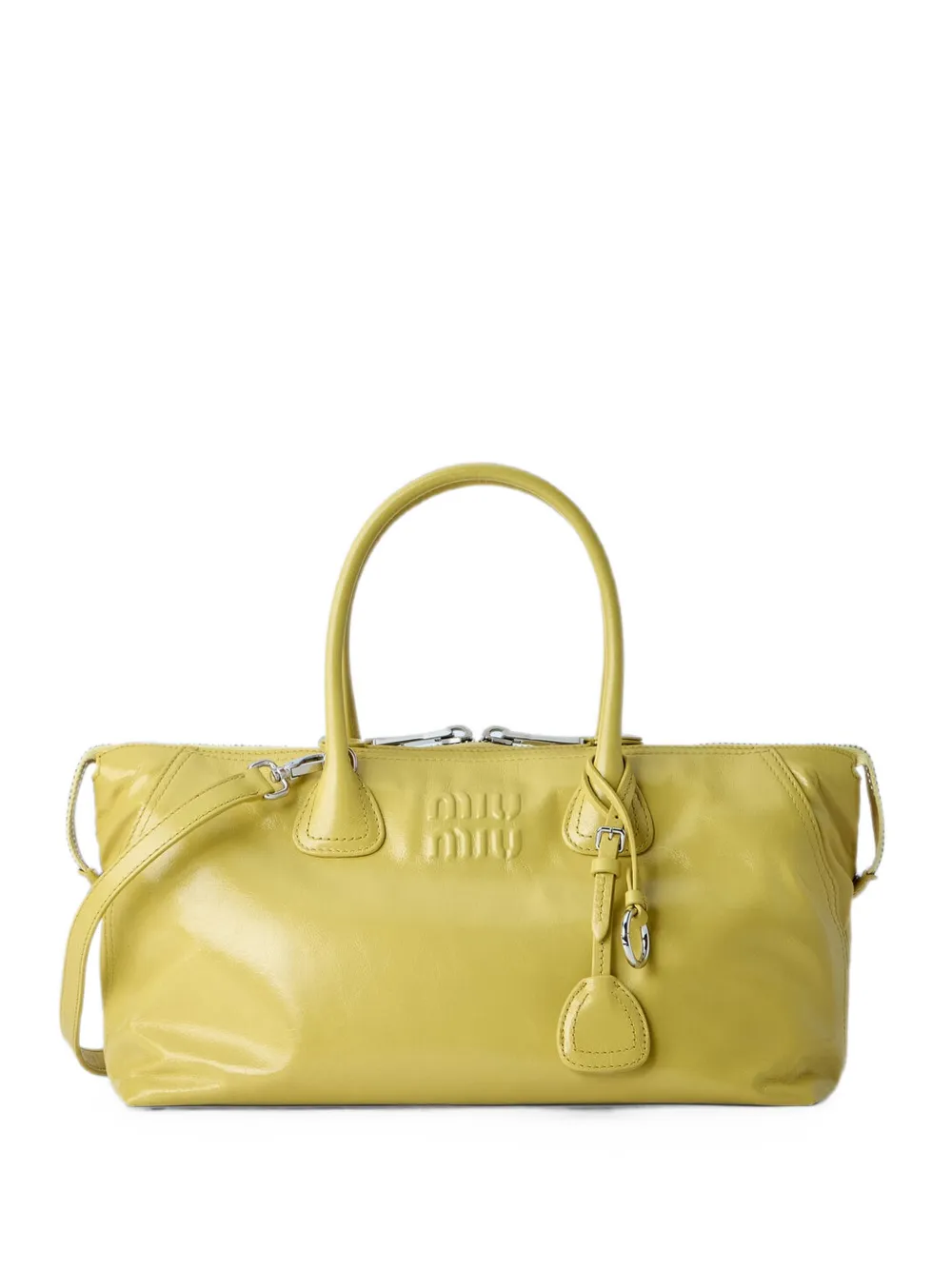 Miu Miu logo-embossed leather shoulder bag - Giallo