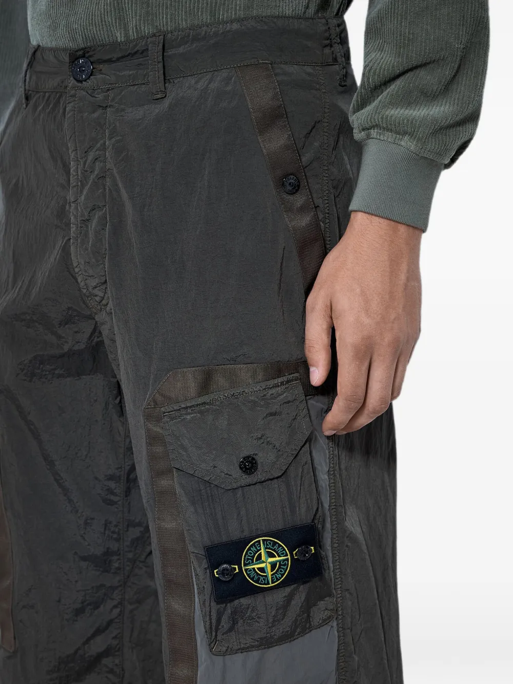 Stone Island 3100010 econyl metalen nylon cargo broek Groen