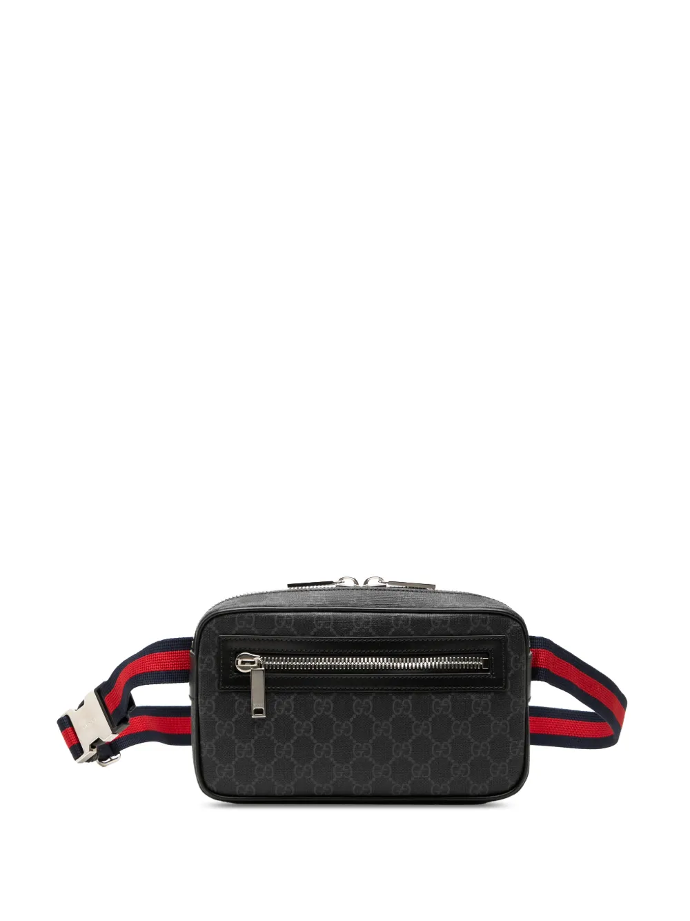 Pre-owned Gucci 2016-2026 Gg Supreme Web Belt Bag In Black