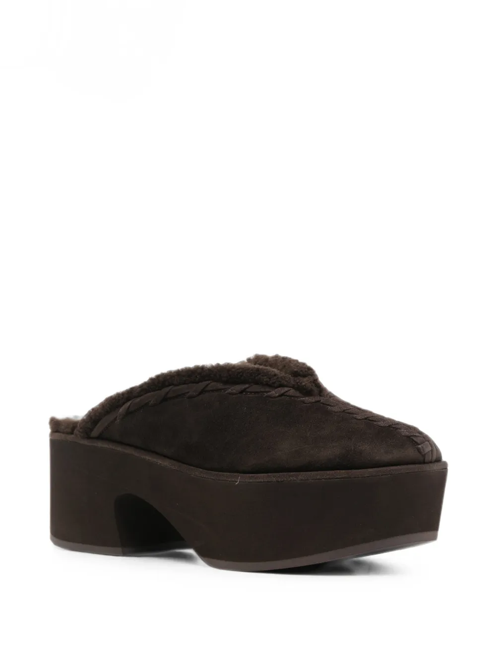 Cult Gaia Tazz shearling-trim mules Bruin