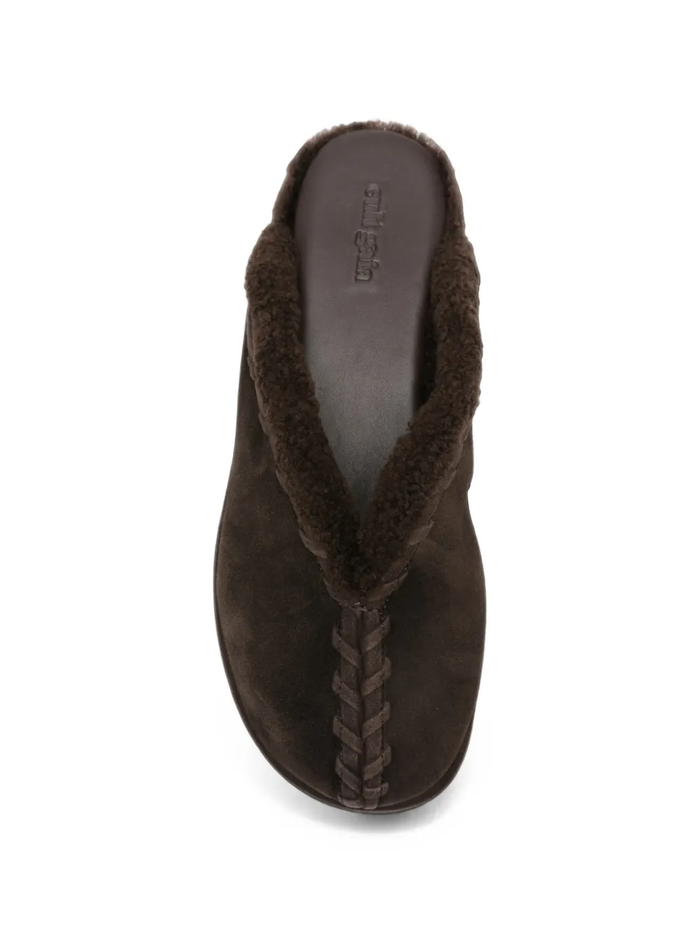 Cult Gaia Tazz shearling-trim mules Bruin