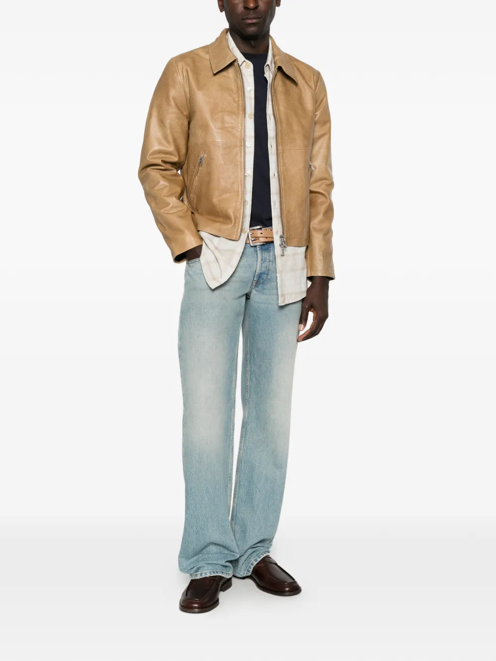 Won Hundred Dutton leren jack Beige