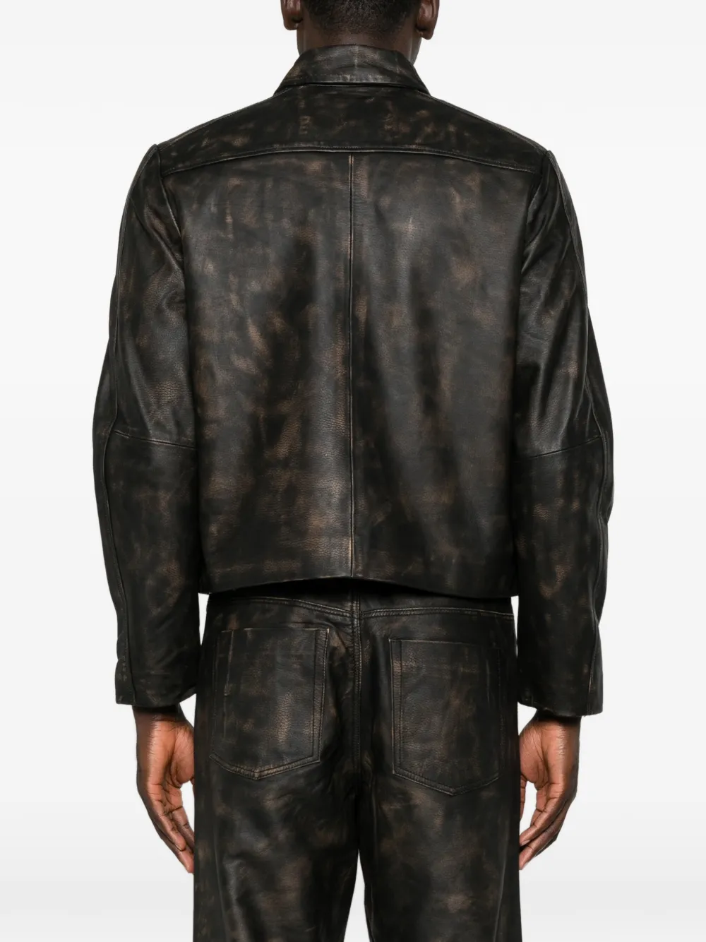 Won Hundred Denzel leren jack met verweerde afwerking Zwart