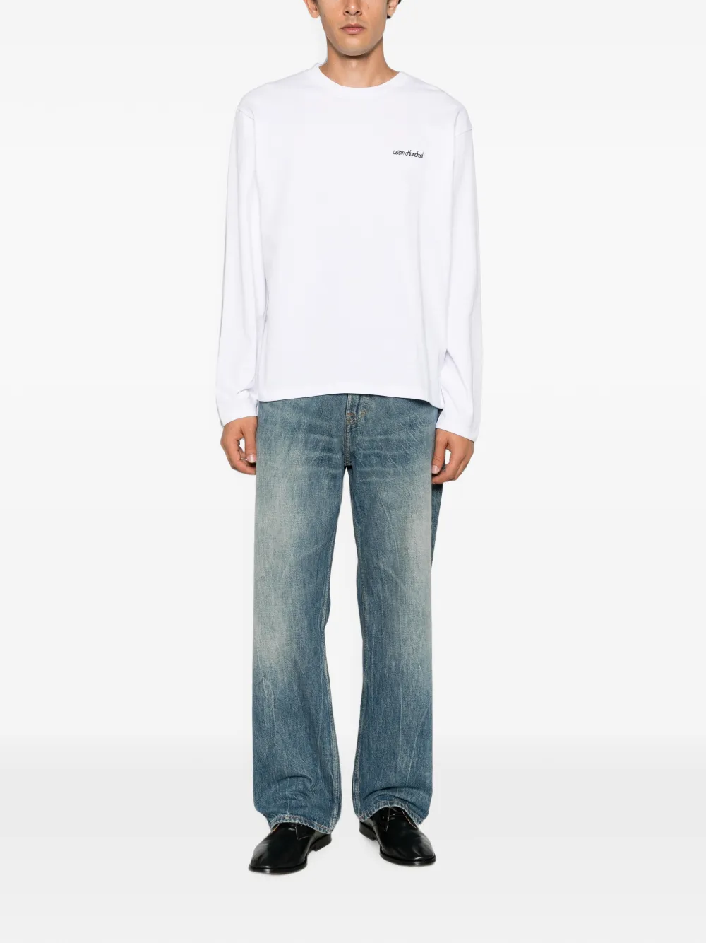 Won Hundred logo-embroidered long-sleeve T-shirt Wit