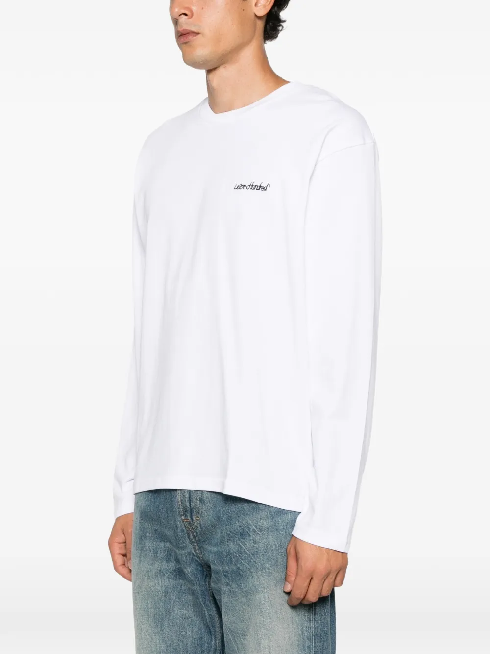 Won Hundred logo-embroidered long-sleeve T-shirt Wit