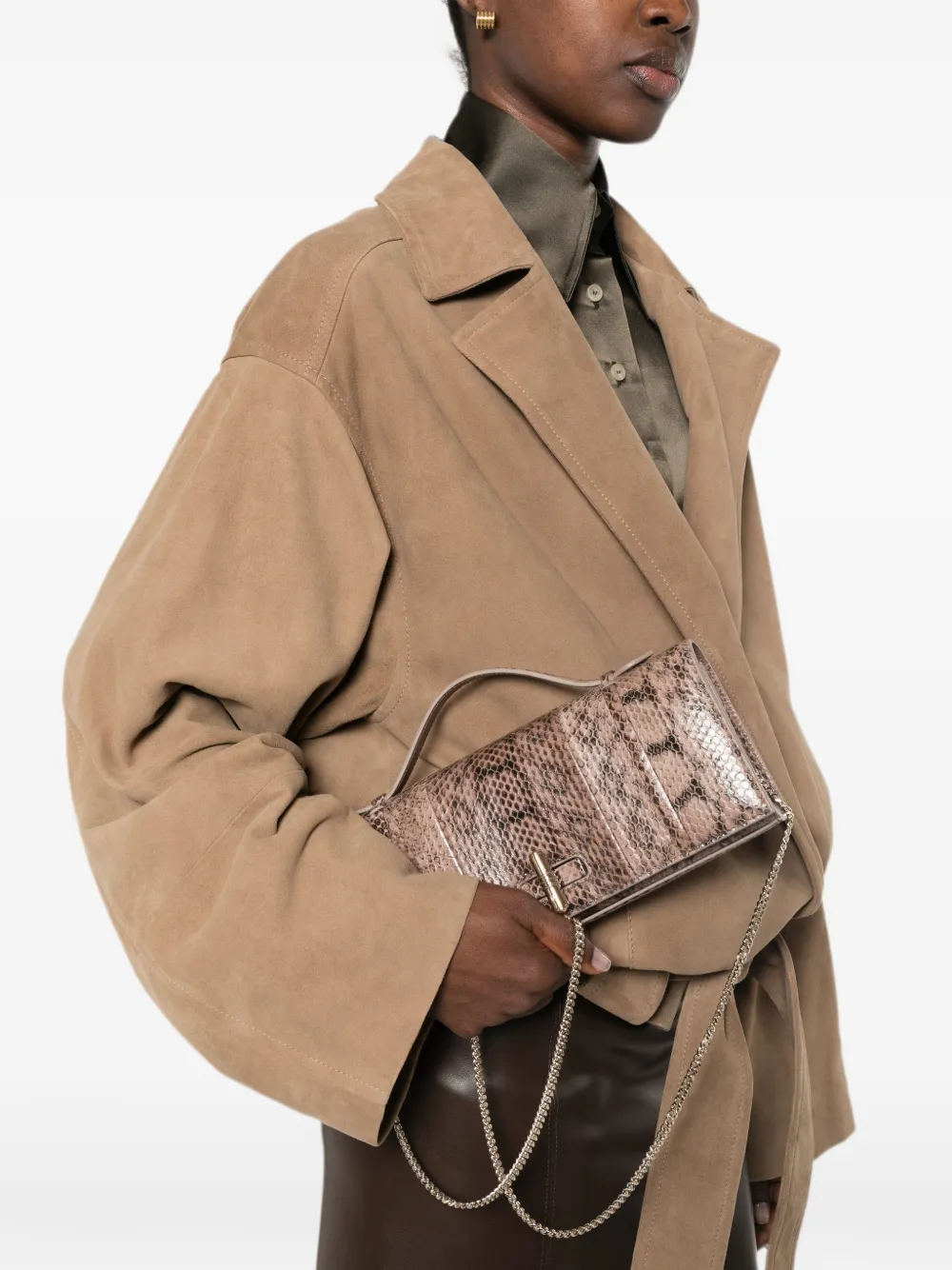 Malone Souliers May leren shopper met slangenleer-effect Beige