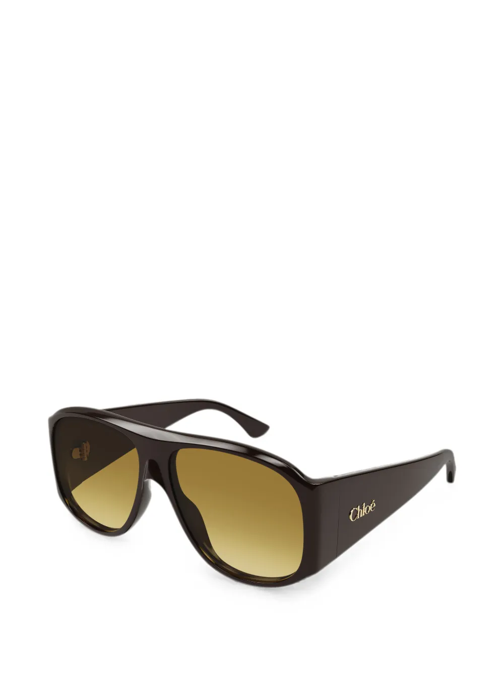 Chloé logo-plaque pilot-frame sunglasses - Marrone