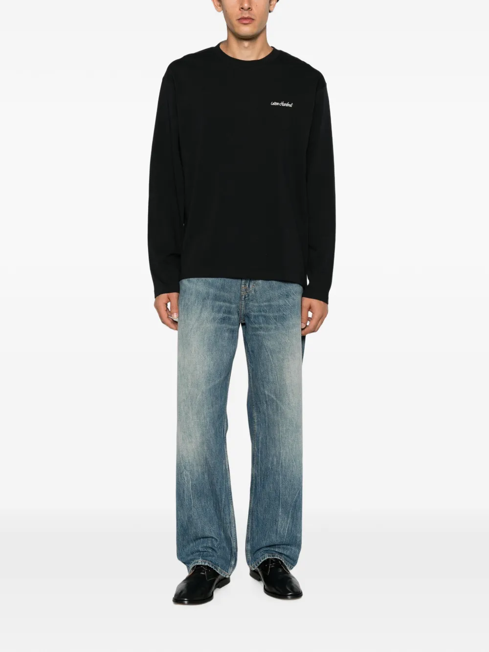 Won Hundred logo-embroidered long-sleeve T-shirt Zwart