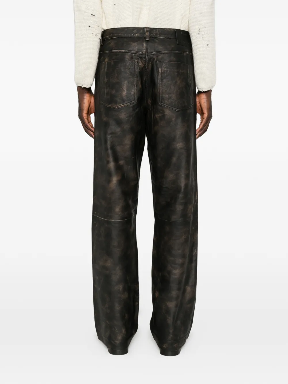 Won Hundred Genoa leren broek Zwart