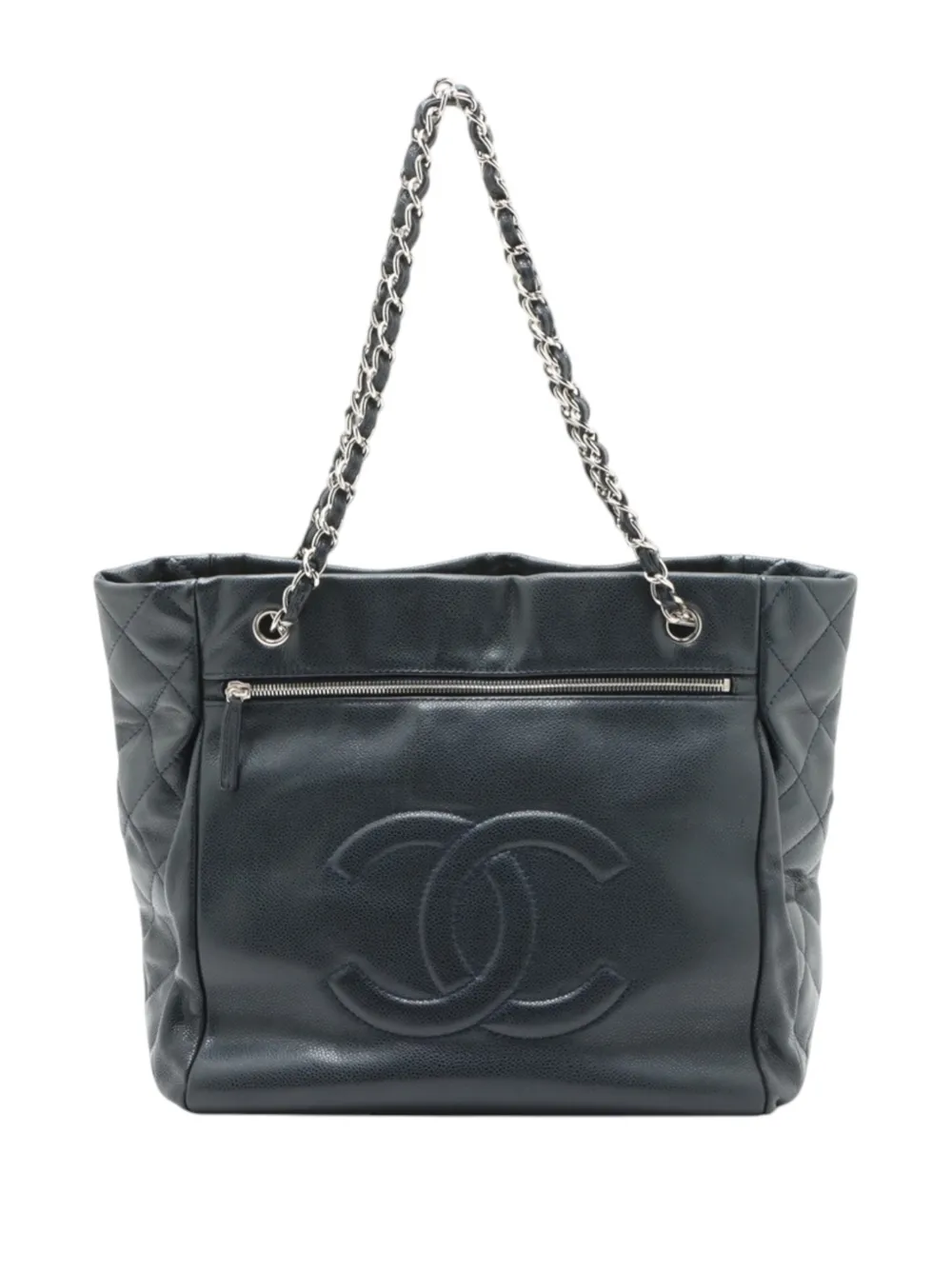 Pre-owned Chanel 2010-2011 Cc Caviar Tote Bag In Blue