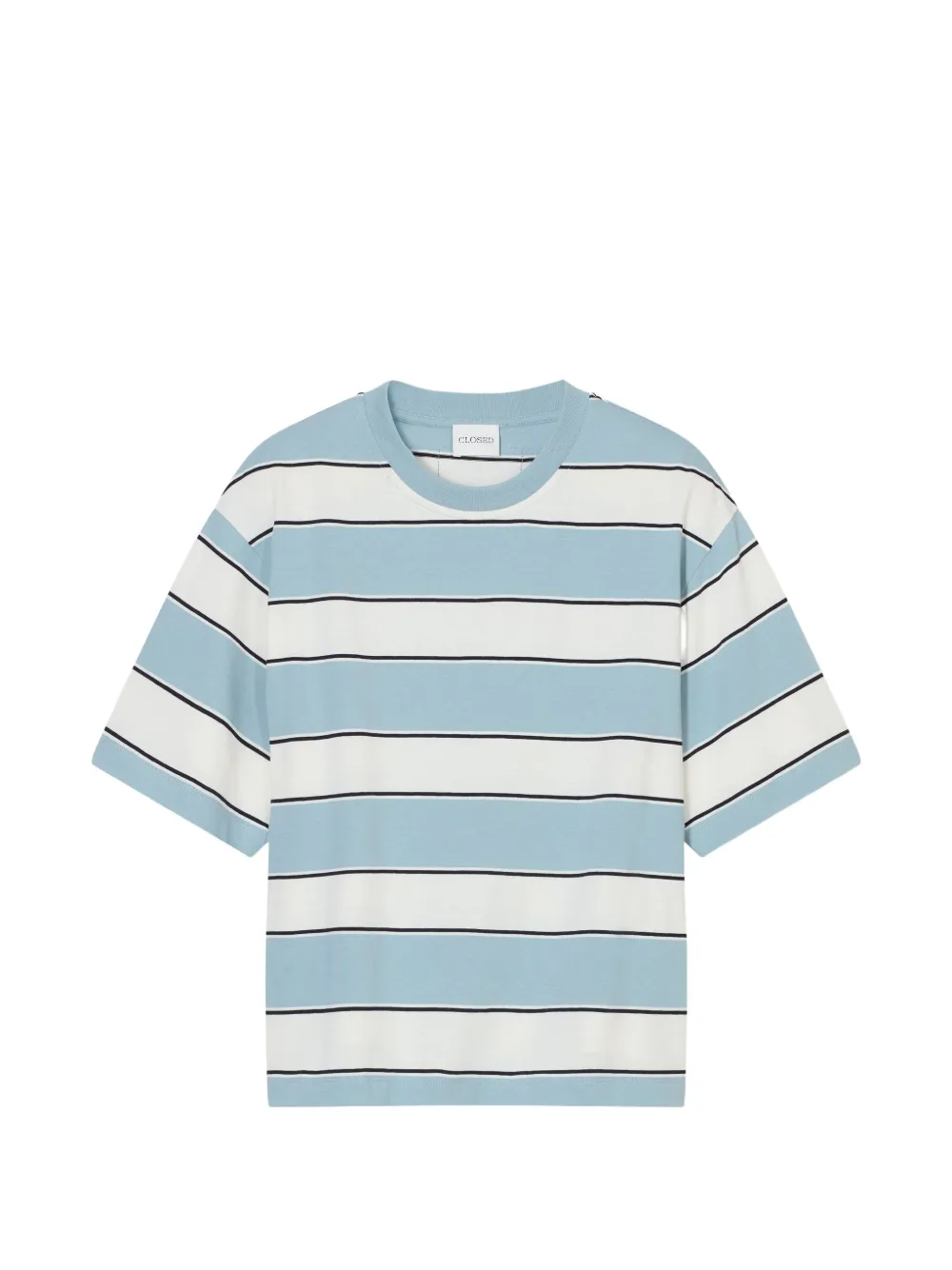 Closed stripe dropped-shoulder T-shirt - Bianco