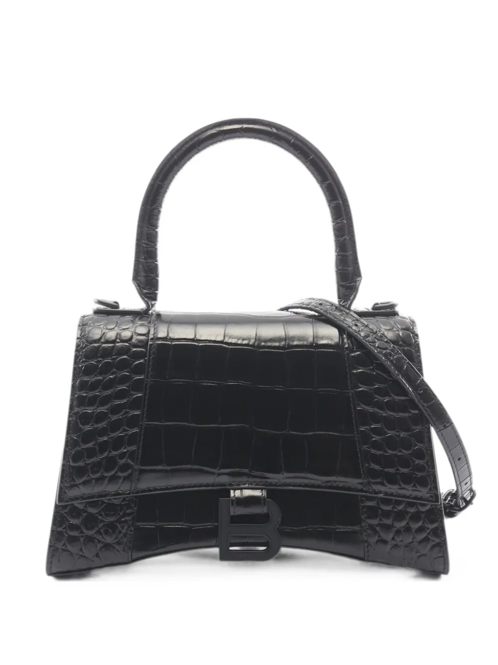Balenciaga Pre-Owned 2010s small Hourglass croc-embossed tote bag - Black