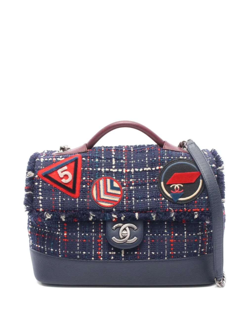 CHANEL Pre-Owned 2016-2017 Airline tweed tote bag - Blu
