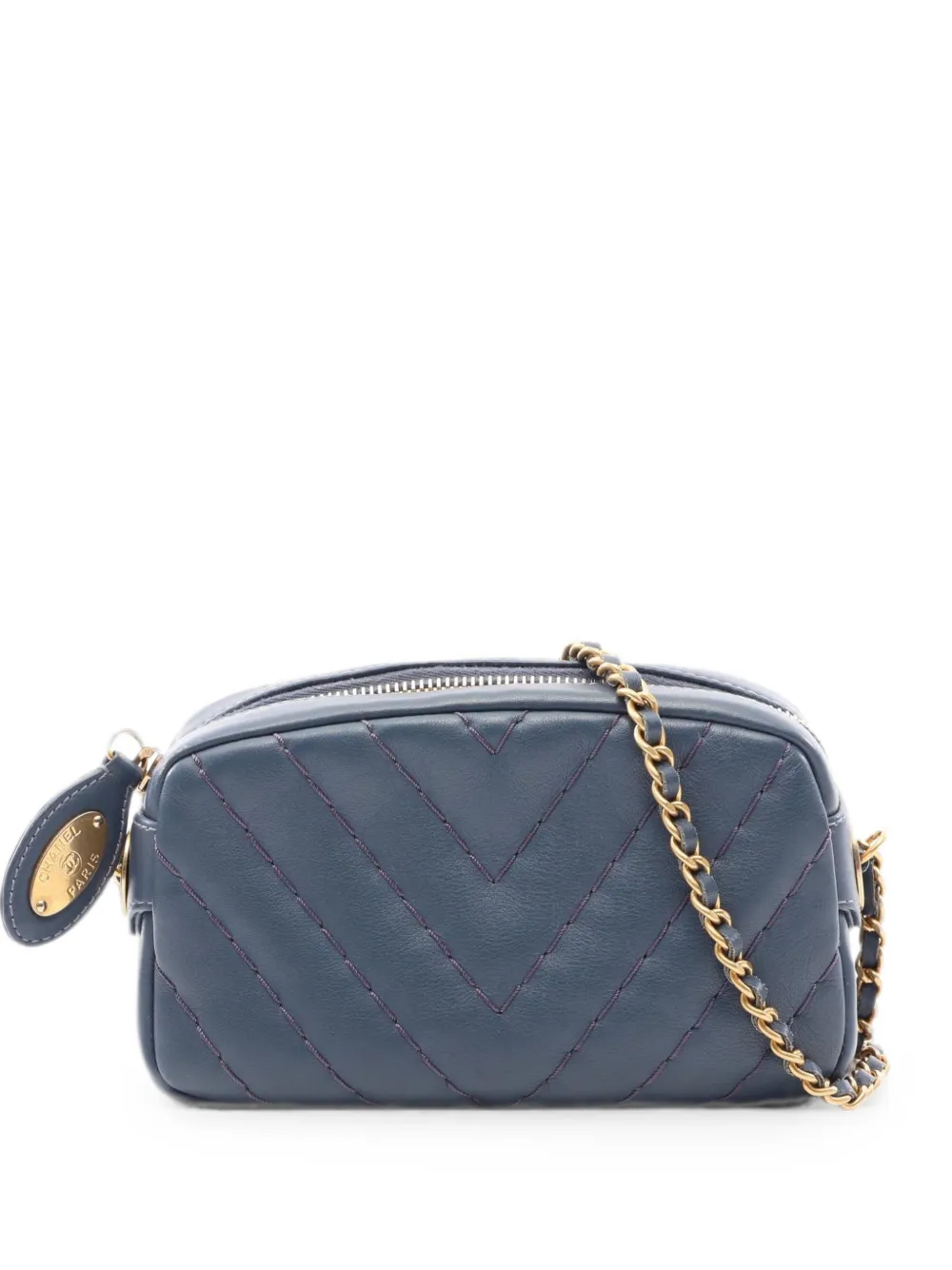 CHANEL Pre-Owned 2012 Chevron chain-strap leather shoulder bag - Blue