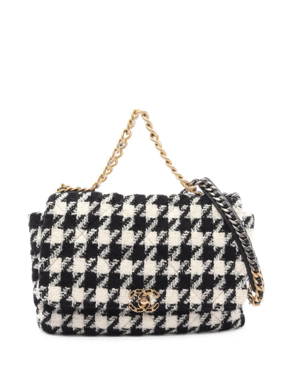 CHANEL Pre-Owned 2019 19 Flap houndstooth tote bag - Nero