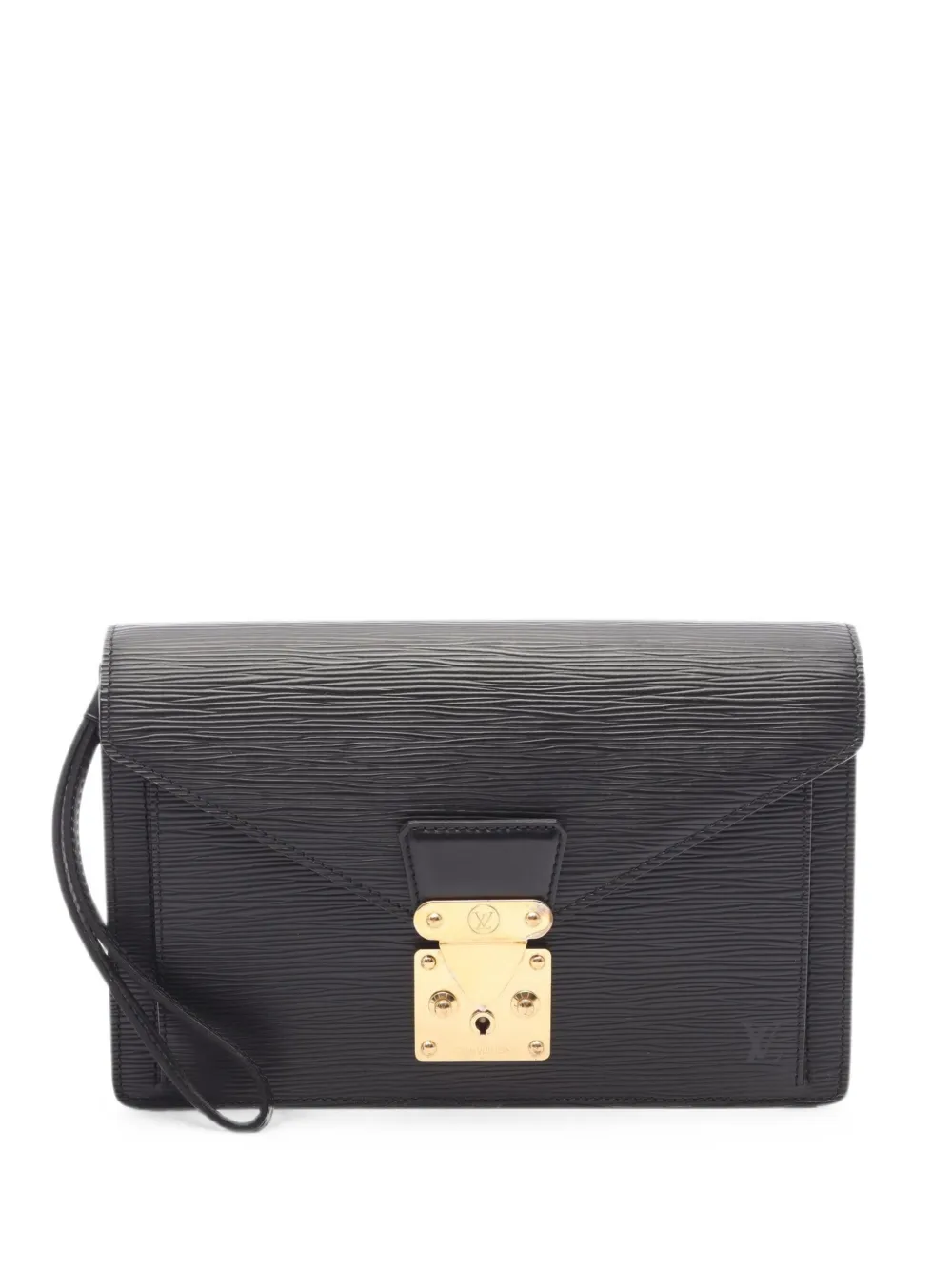 Louis Vuitton 2002 Pochette Sellier Dragonne Epi-leather Clutch Bag In Black