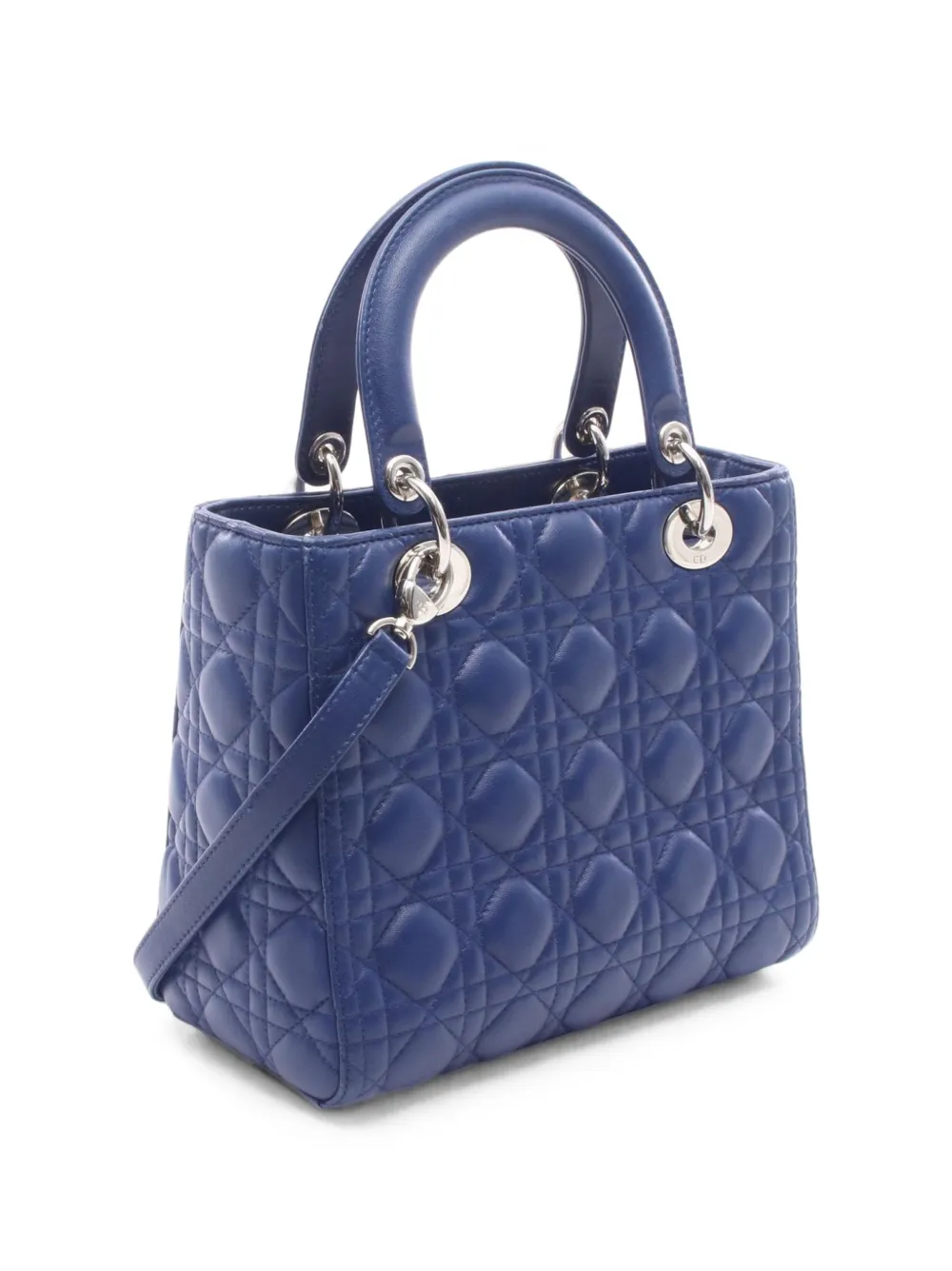 Dior Pre-owned 2000s Lady Dior Cannage Tote Bag in Blue, view 2