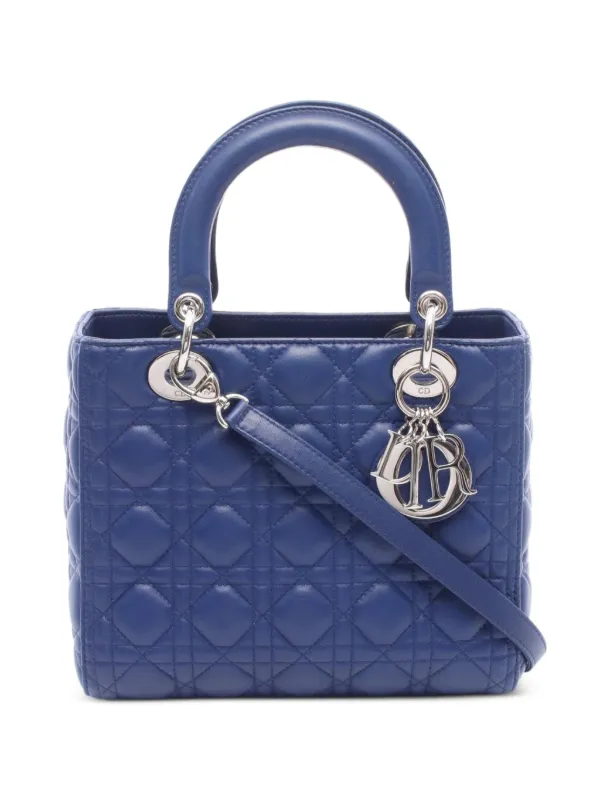 Dior Pre-owned 2000s Lady Dior Cannage Tote Bag in Blue