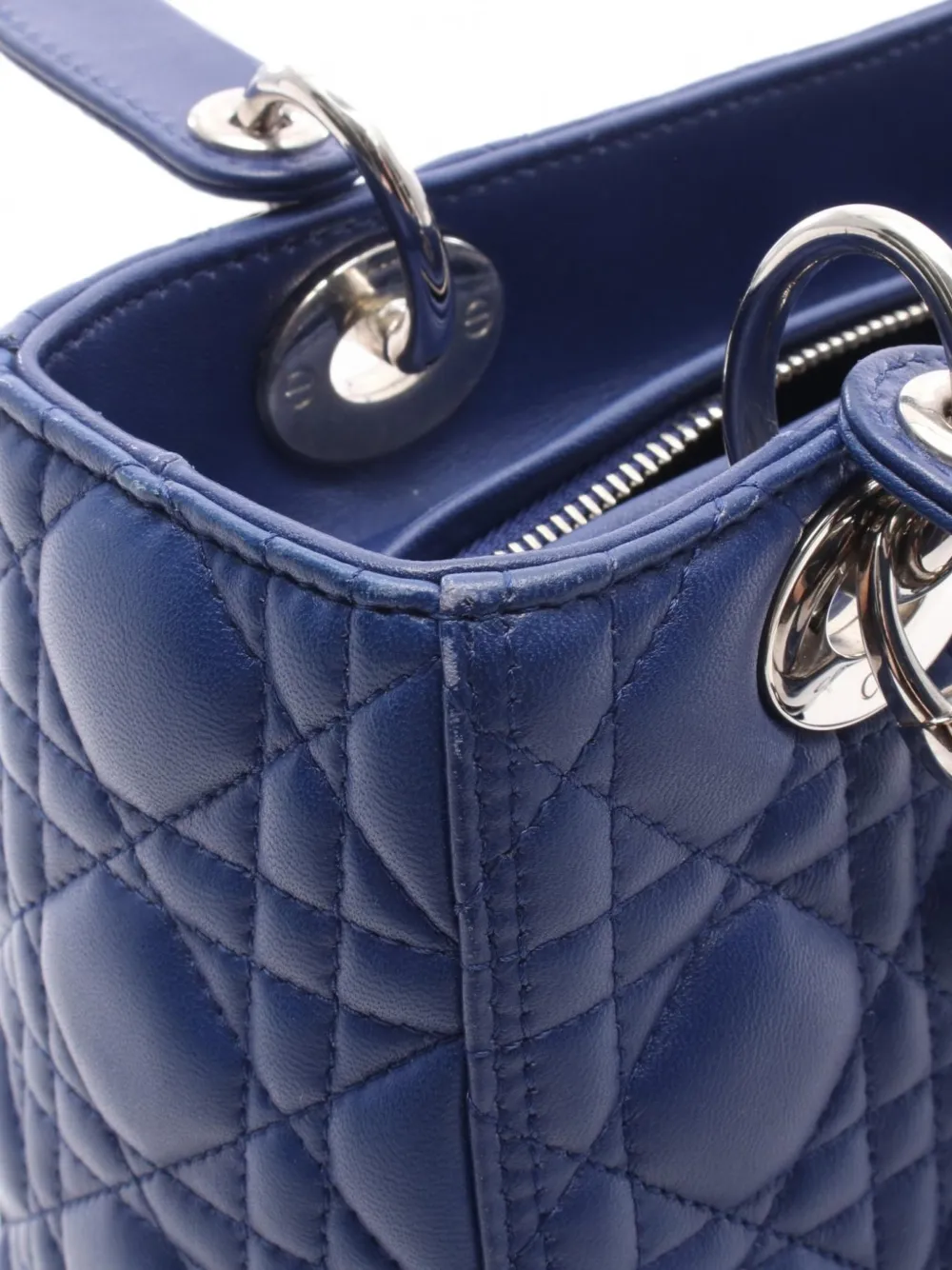 Dior Pre-owned 2000s Lady Dior Cannage Tote Bag in Blue, view 3