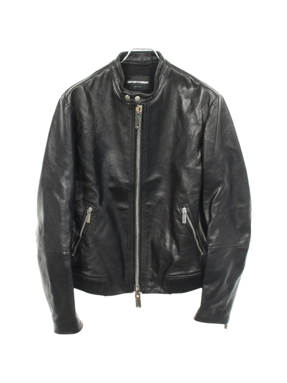 Emporio Armani Pre-Owned 2010s leather biker jacket - Black