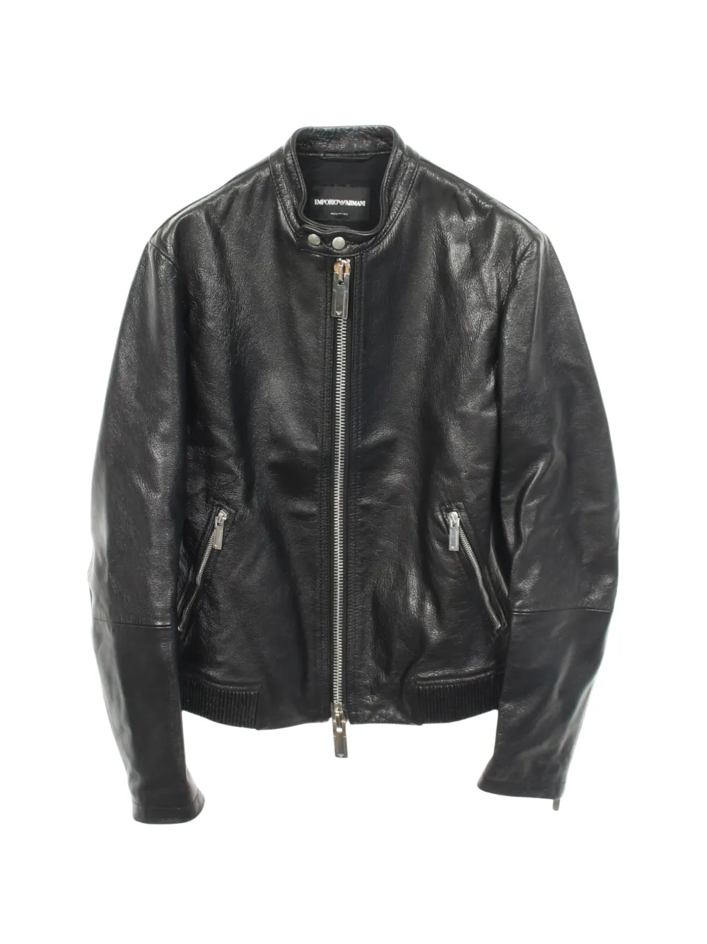 Emporio Armani Pre-Owned 2010s leather biker jacket - Schwarz