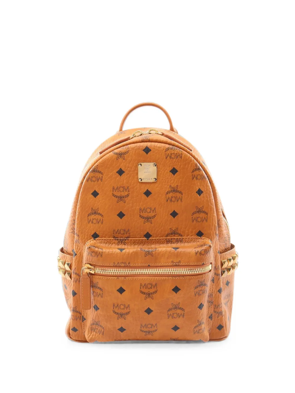Pre-owned Mcm 2010s Visetos Studded Leather Backpack In Brown
