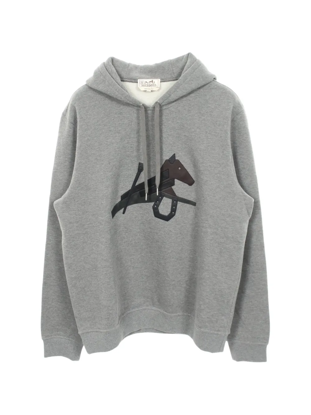 Hermès Pre-Owned 2010s Puzzle Equestre leather-patch hoodie - Grau
