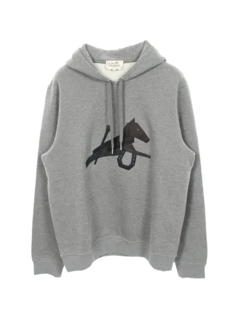 Hermès Pre-Owned 2010s Puzzle Equestre leather-patch hoodie