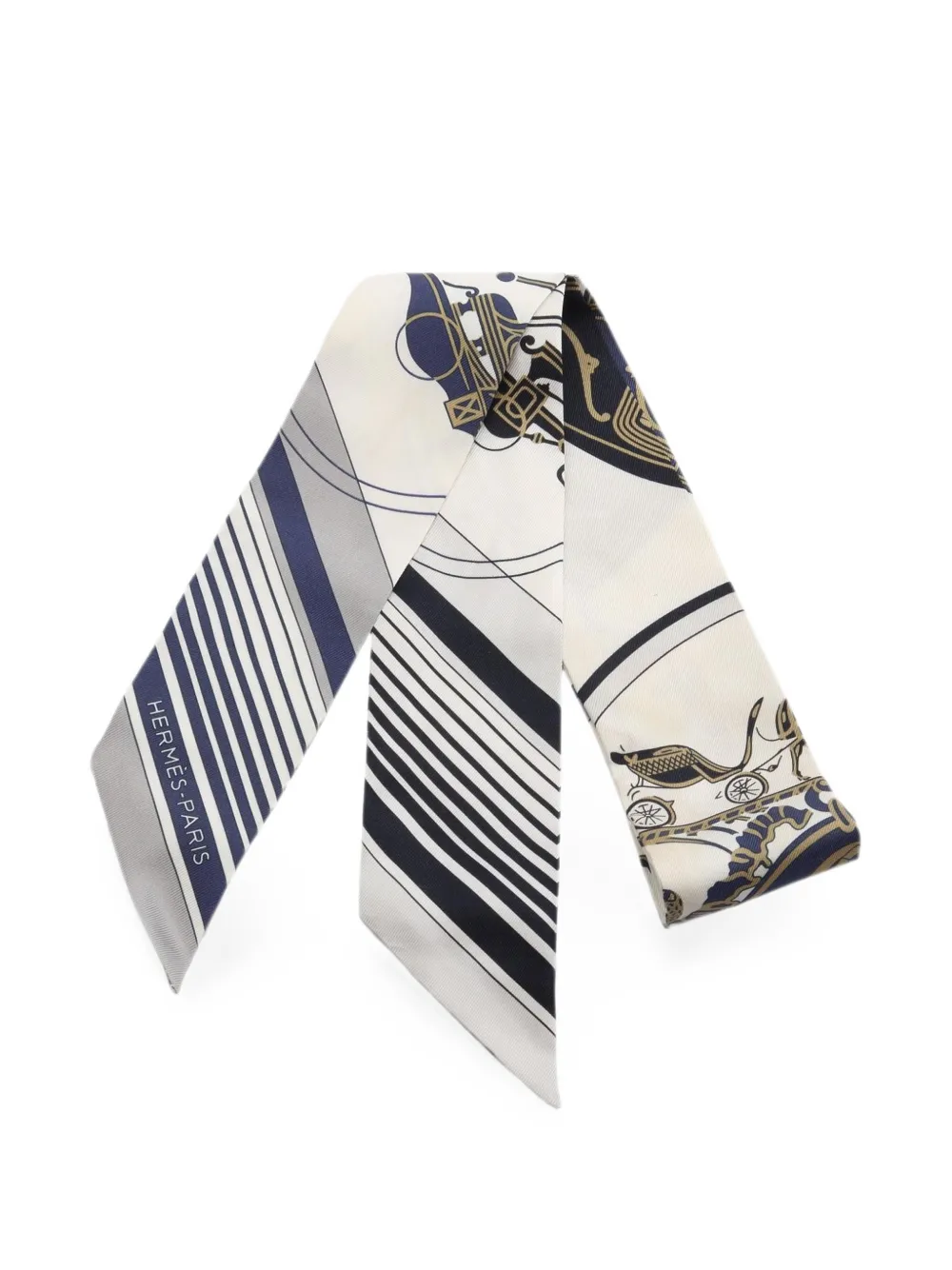 Hermès Pre-Owned 2000s Ex-Libris ribbon silk scarf - Weiß