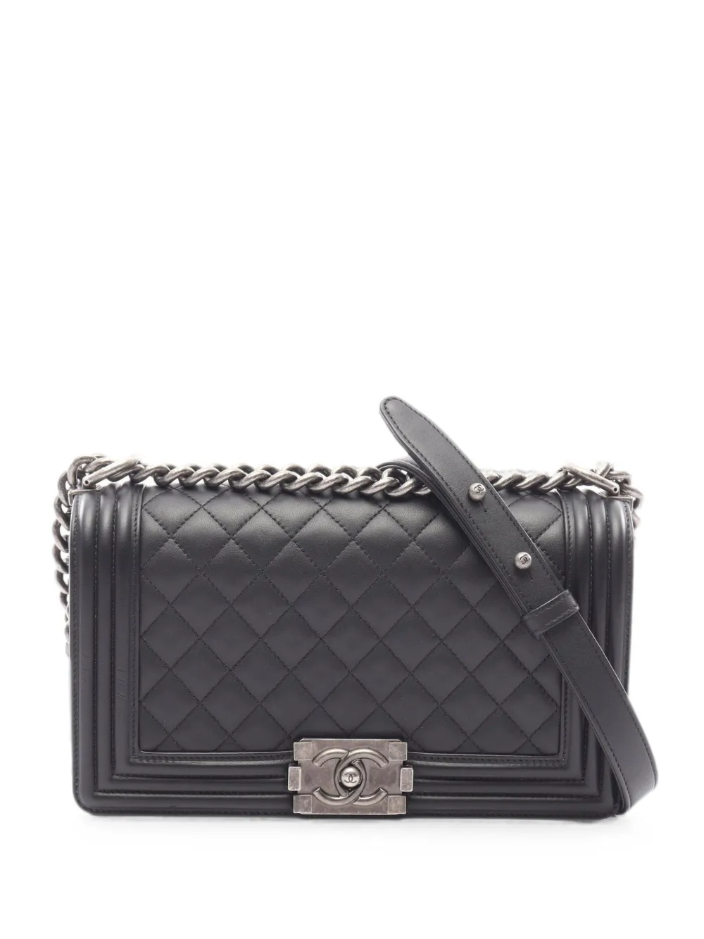 CHANEL Pre-Owned 2018 Boy diamond-quilted cross body bag - Black