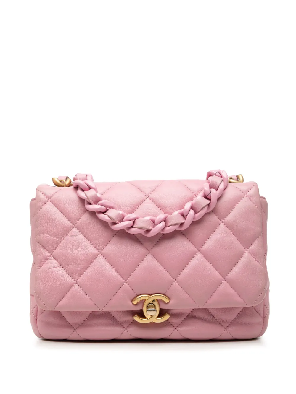 CHANEL Pre-Owned 2021-2026 Small Quilted Lambskin Candy Chain Flap crossbody bag - Rosa