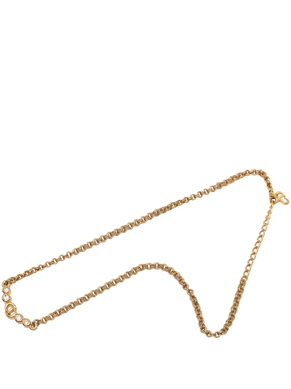 Pre-owned Dior 1990 Gold Plated Strass Cd Logo Charm Necklace Costume Necklace