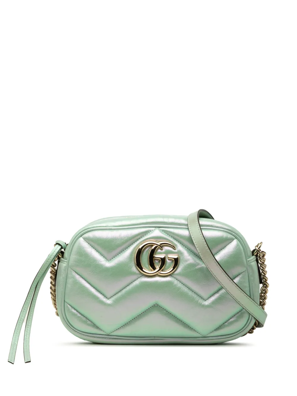 Gucci Pre-Owned 2000-2015 Small GG Marmont Matelasse Iridescent Nappa crossbody bag - Green