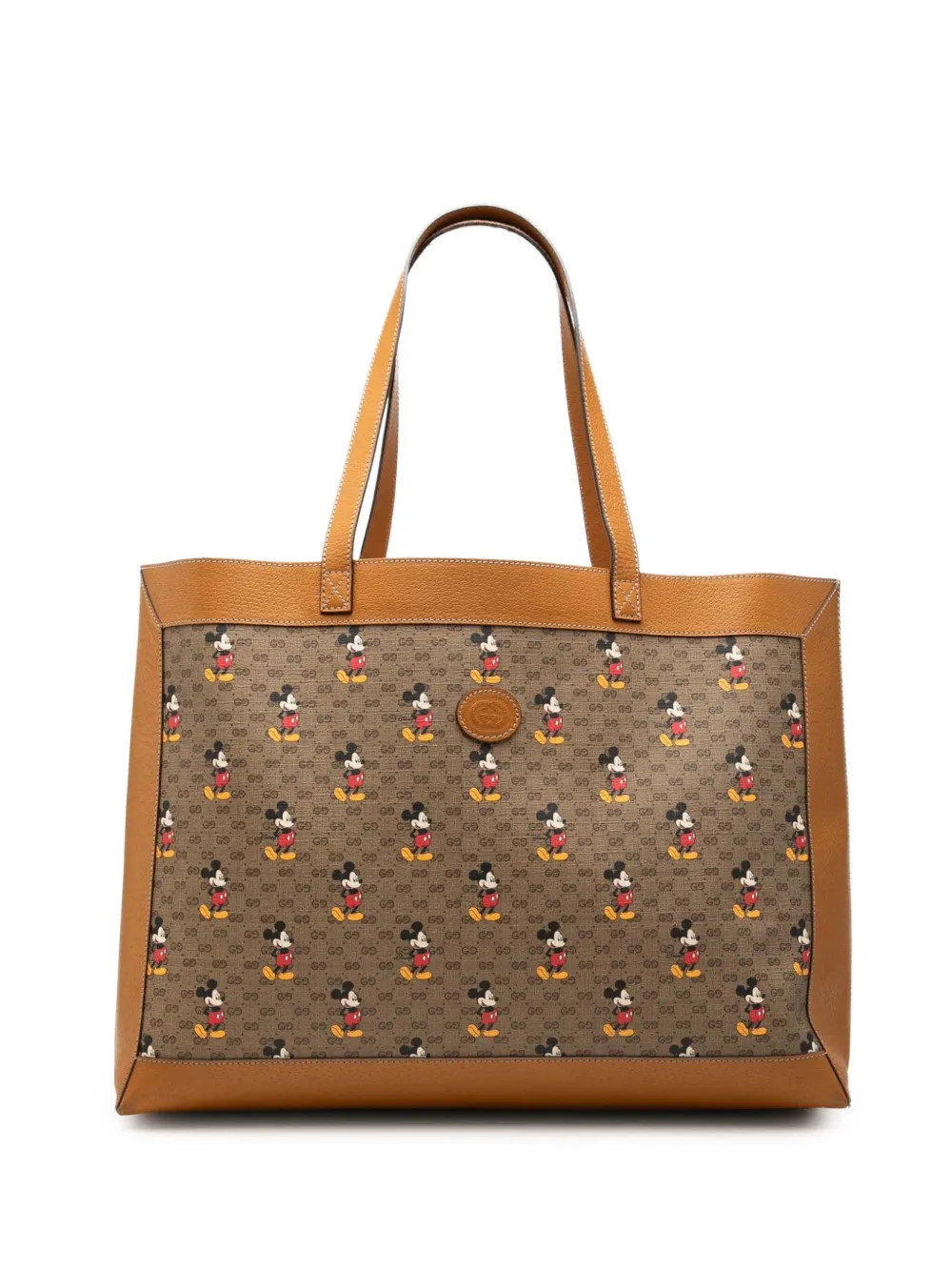 Pre-owned Gucci 2016-2026 Disney Medium Micro Gg Supreme Mickey Mouse Tote Bag In Brown