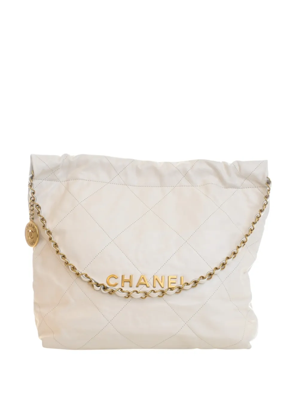 CHANEL Pre-Owned 2021-2026 Small Quilted Shiny Calfskin 22 Handbag tote bag - Bianco