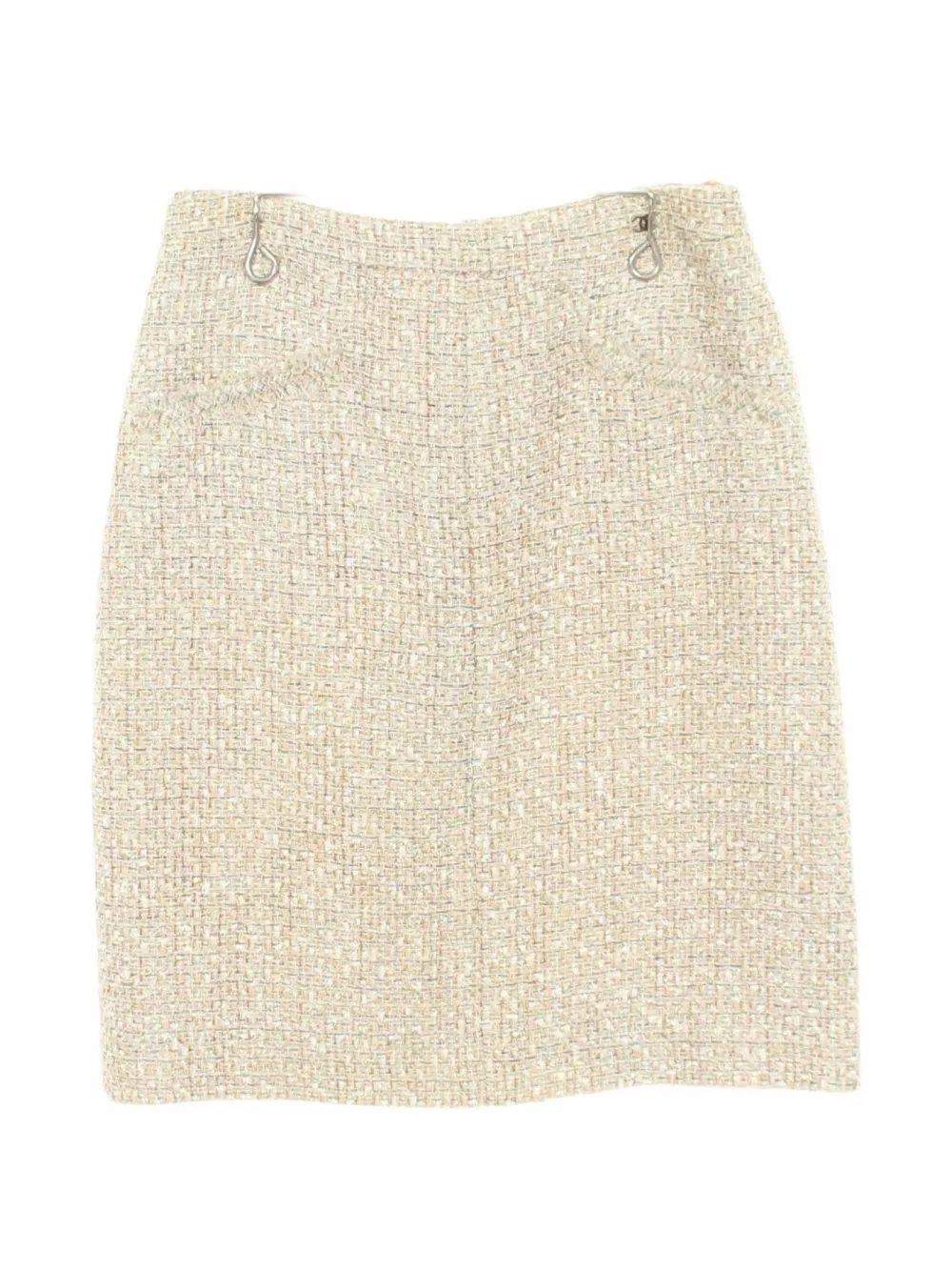 CHANEL Pre-Owned 1986-1988 Coco Mark tweed midi skirt - Toni neutri