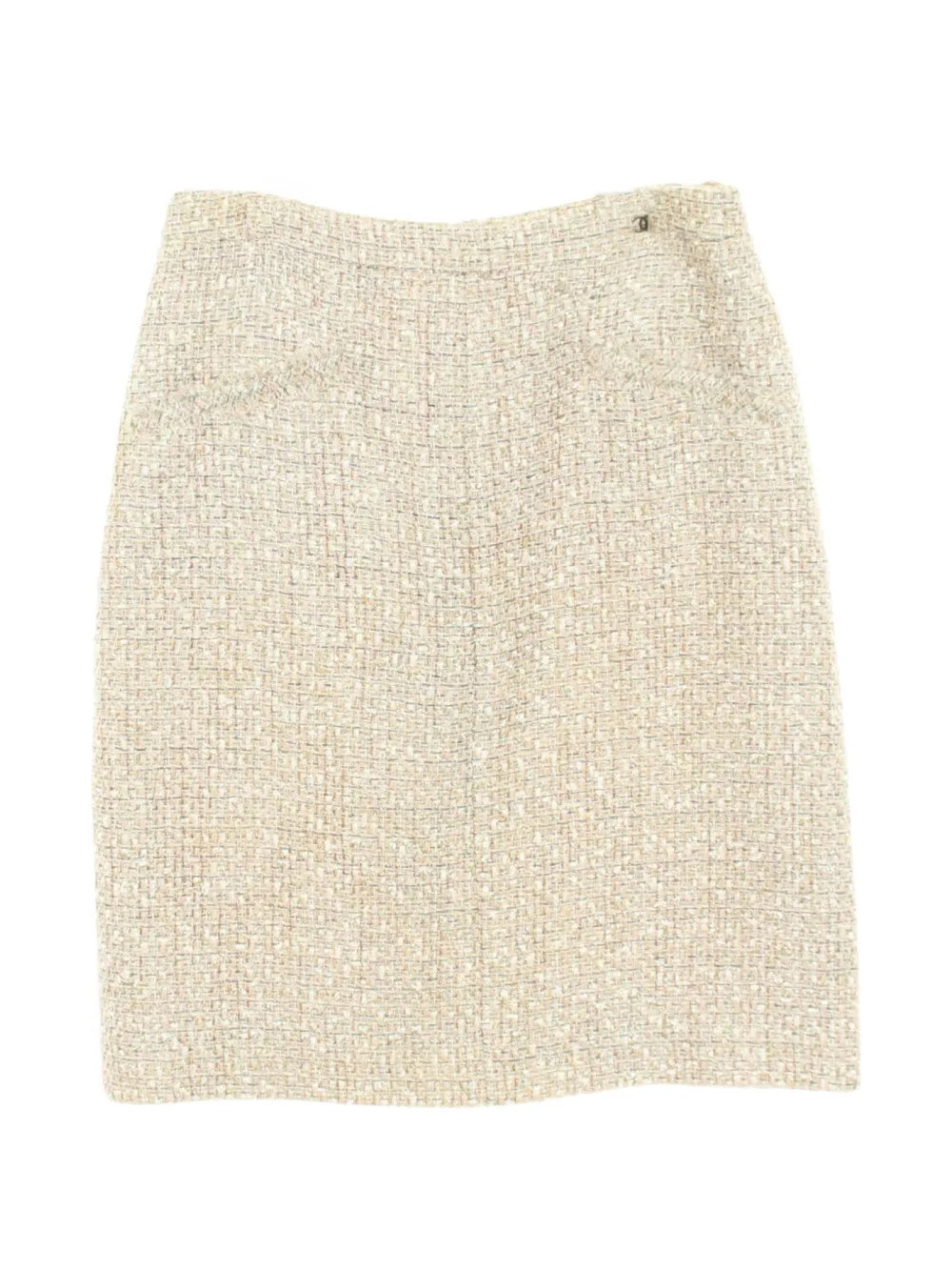 CHANEL Pre-Owned 1986-1988 Coco Mark tweed midi skirt - Tons neutres