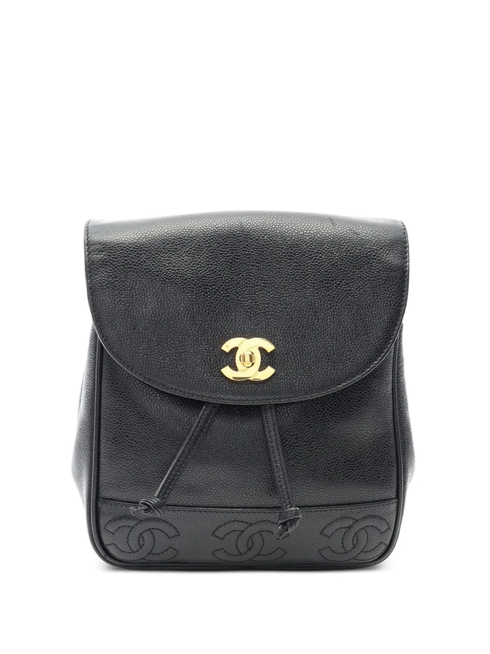 CHANEL Pre-Owned 1994-1996 Triple Coco Caviar leather backpack - Nero