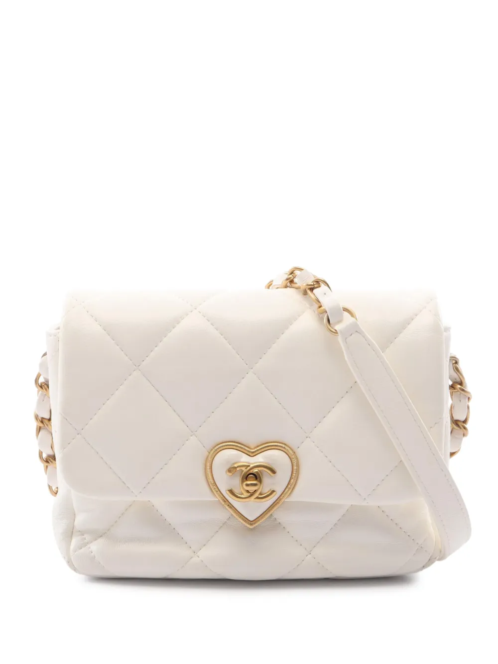 CHANEL Pre-Owned 2021 Matelassé heart-lock shoulder bag - Weiß