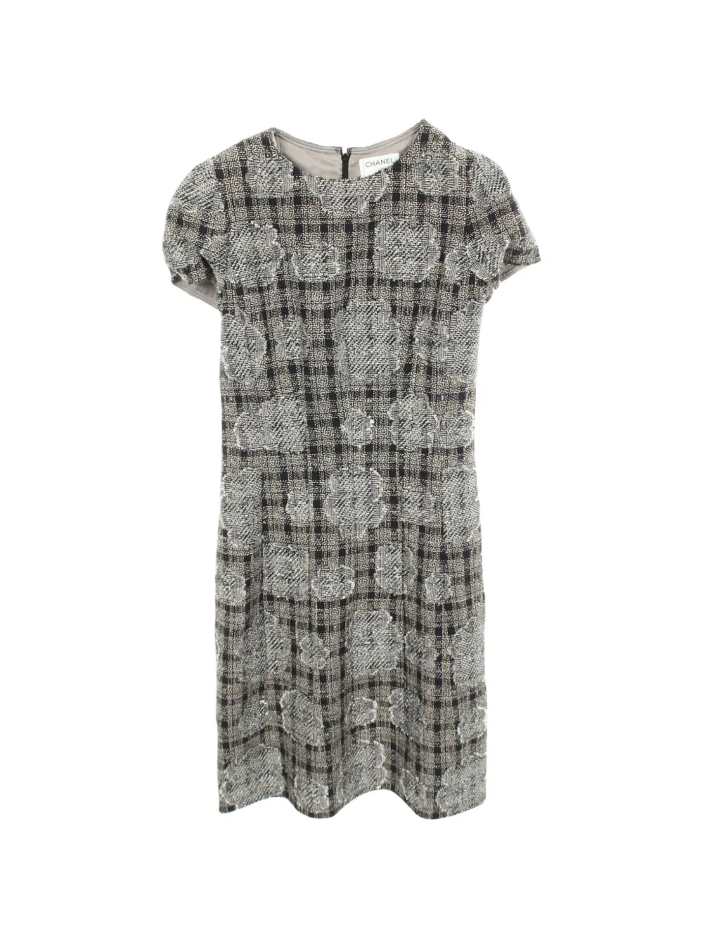 CHANEL Pre-Owned 1986-1988 Camellia check tweed mini dress - Blau