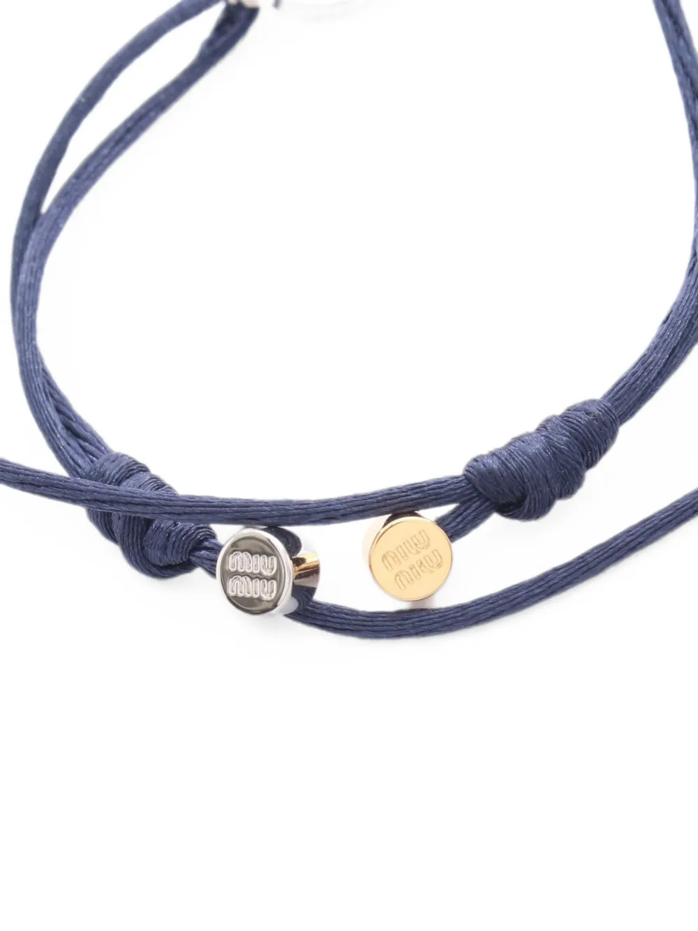 Miu Miu Pre-owned 2020s Logo-plaque Cord Bracelets (set of Two) in Gold, view 5